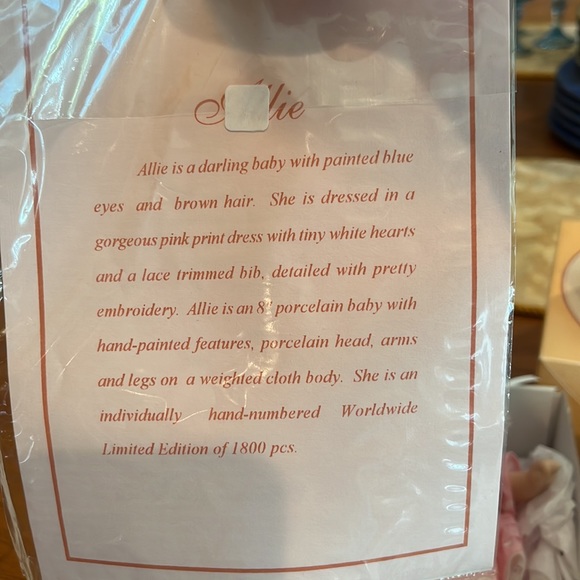 Paulines Limited addition Doll, Allie, porcelain 8” collector item - Plus 2 free - Picture 3 of 13